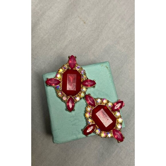 Vintage Joann Rivers Pink Tourmaline Earrings NWOT - Picture 4 of 12